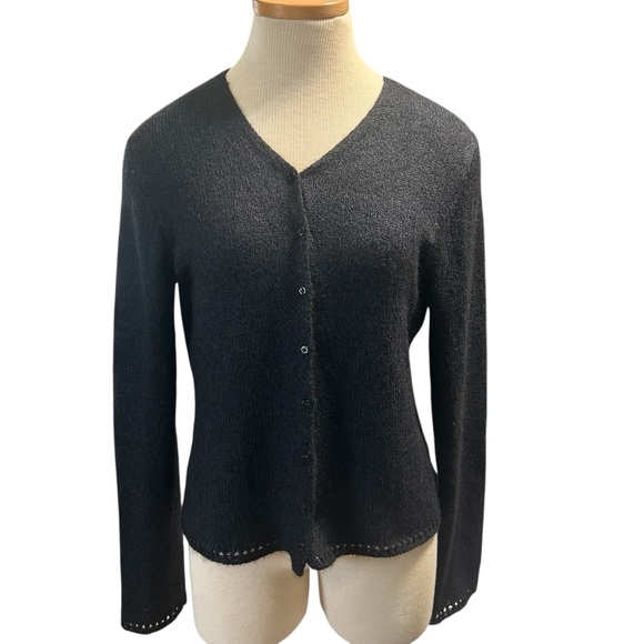 Eileen Fisher Black Silk/Mohair Sweater Size Medium - Picture 3 of 11